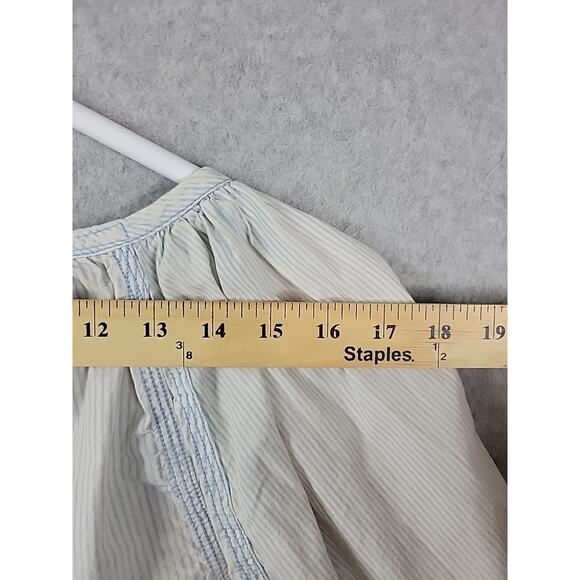 Free People Cotton Blue Striped LS Button Up Oversized Swing Tunic Women's XS - Picture 10 of 12